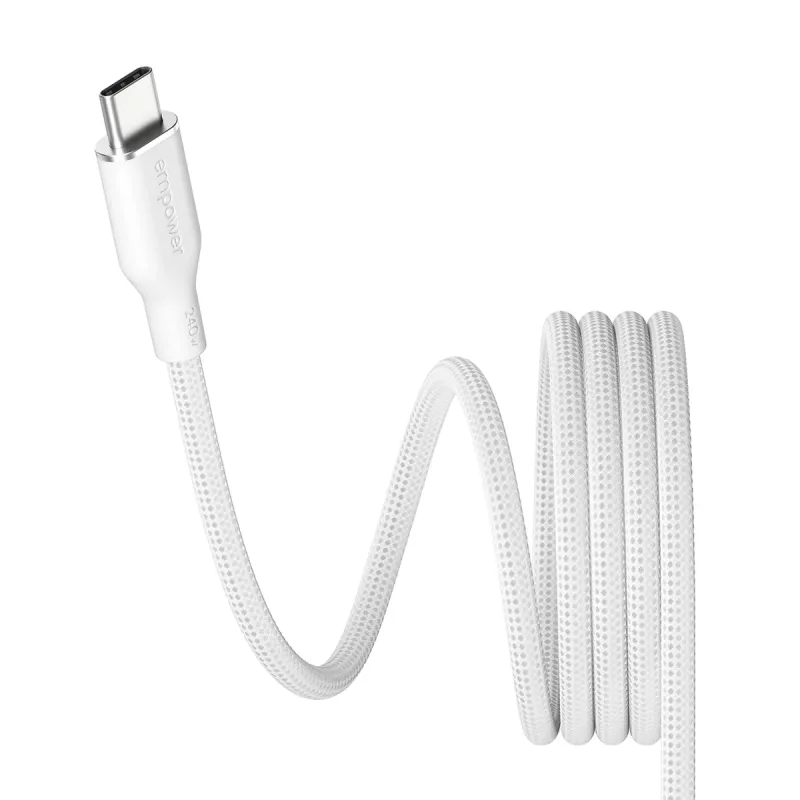 PanzerGlass empower™ by ® Magnetyczny kabel USB-C do USB-C 240W | USB 2.0 | 1,5 m | Srebrno-biały