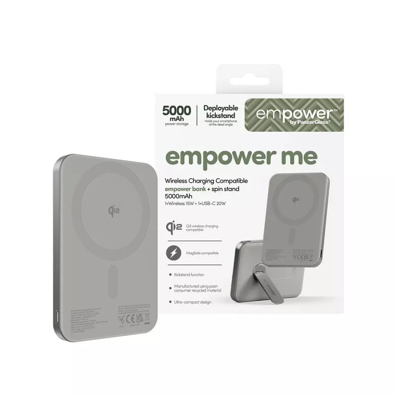Power Bank PanzerGlass empower by empower Bank w. Spin Stand 5000mAh Titanium