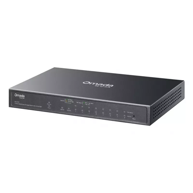 TP-Link Omada ES210GP przełącznik sieciowy zarządzalny L2 Gigabit Ethernet (10/100/1000) Power over Ethernet (PoE) montaż na szynie DIN czarny