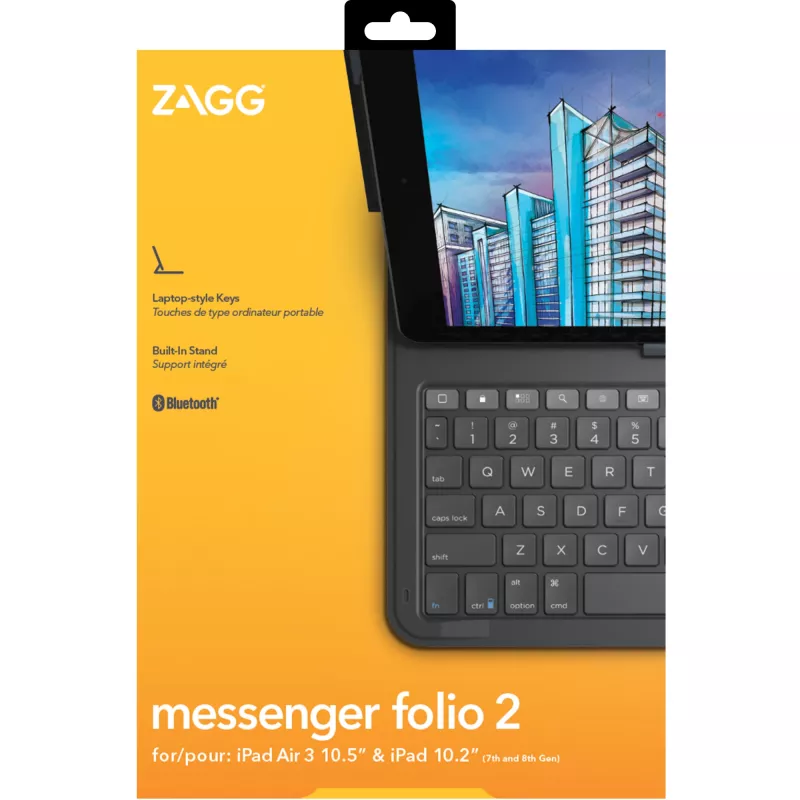 ZAGG klawiatura Messenger Folio 2-Apple-iPad 10.2/10.5-Charcoal-Niemiecki