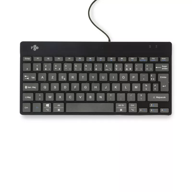 Ergonomiczna klawiatura R-Go Tools R-Go Compact Break, kompaktowa klawiatura z oprogramowaniem do przerw, AZERTY (FR), przewodowa, czarna