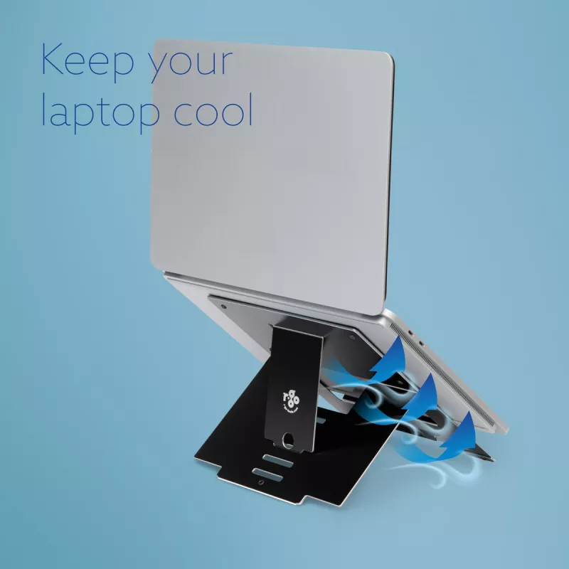 R-Go Tools Podstawka pod laptop R-Go Riser Flexible, regulowana składana podkładka pod laptop, ergonomiczna, aluminium Hylite, czarna