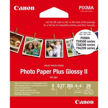 Canon PP-201 Glossy II Papier fotograficzny Plus 3,5 x 3,5” – 20 arkuszy