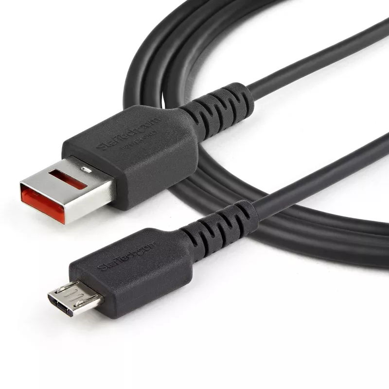 StarTech.com Kabel do bezpiecznego ładowania 3ft (1m) – USB-A na Micro USB blokujący transmisję danych, tylko ładowanie – kabel zasilający do telefonu/tabletu – adapter USB chroniący dane