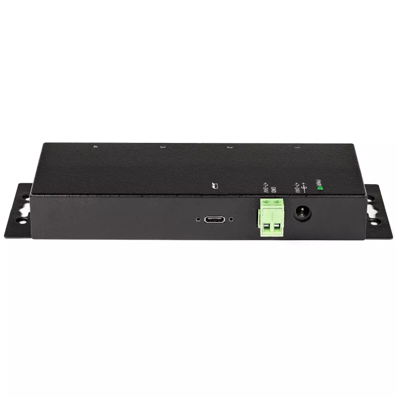 StarTech.com 4-portowy hub USB C 10 Gb/s – Metalowy przemysłowy hub USB-C – 2x USB-C i 2x USB-A – ochrona przed przepięciami ESD – host USB-C lub USB-A – samodzielnie zasilany montowalny hub USB 3.2 Gen 2 Type-C