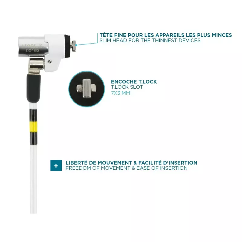 cienki Rotating Security Lock Key Mobilis 001325 T Lock Biały