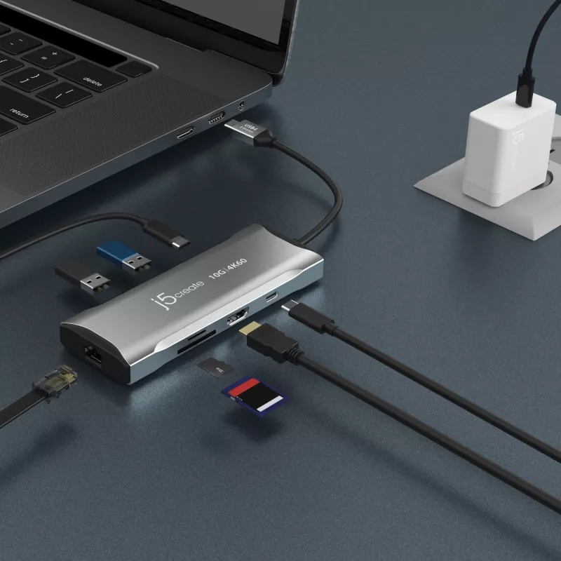 j5create JCD393 4K60 Elite USB-C® 10Gbps Mini Dock, szary kosmiczny