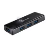 Hub USB j5create JUH340 4-portowy USB 3.0 Czarny Aluminium