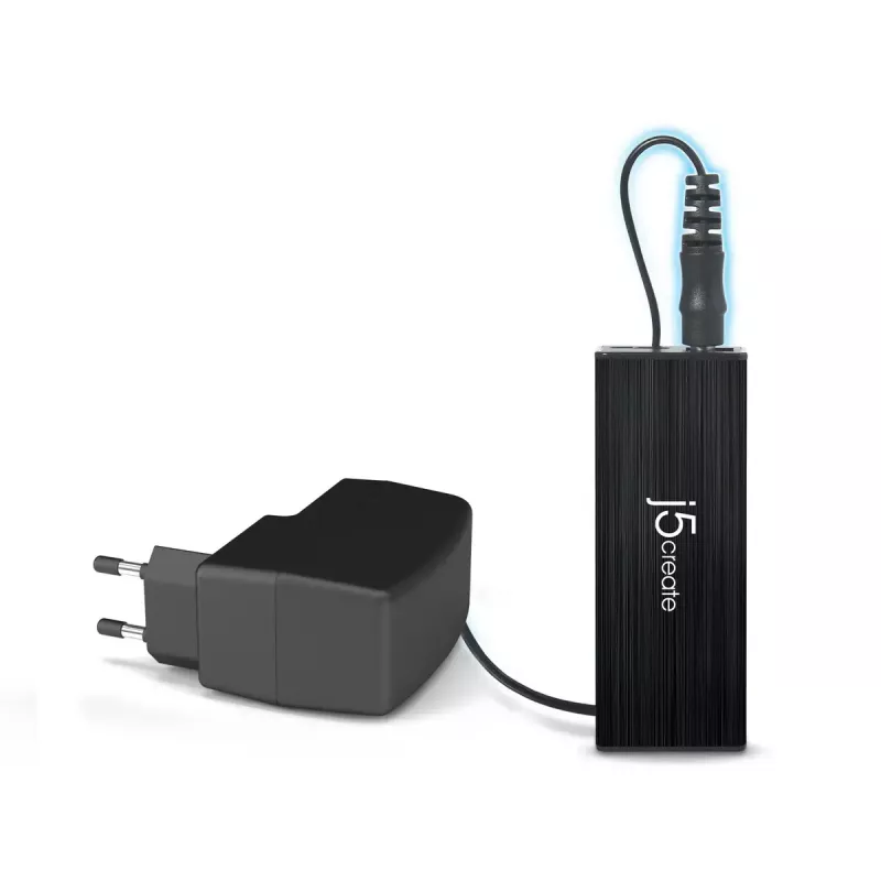 Hub USB j5create JUH340 4-portowy USB 3.0 Czarny Aluminium