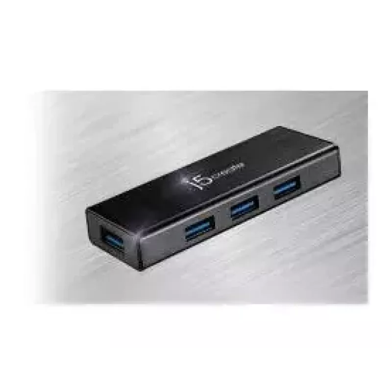 Hub USB j5create JUH340 4-portowy USB 3.0 Czarny Aluminium