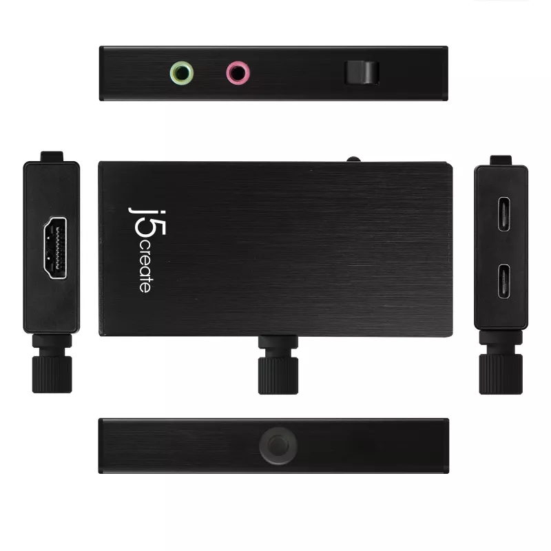 j5create JVA02 Adapter do przechwytywania na żywo HDMI™ na USB-C™ z Power Delivery, czarny
