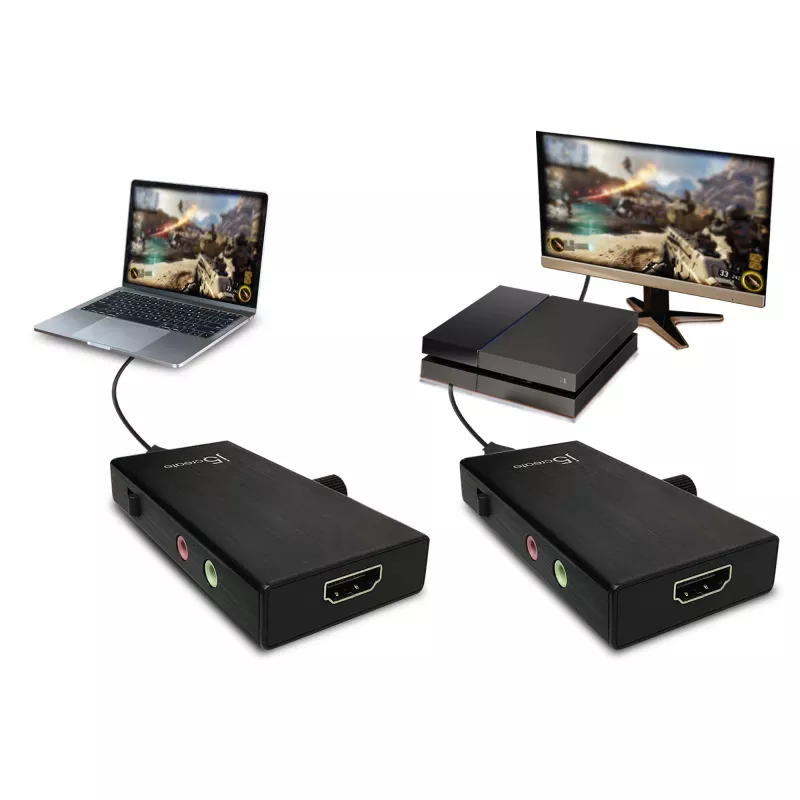 j5create JVA02 Adapter do przechwytywania na żywo HDMI™ na USB-C™ z Power Delivery, czarny