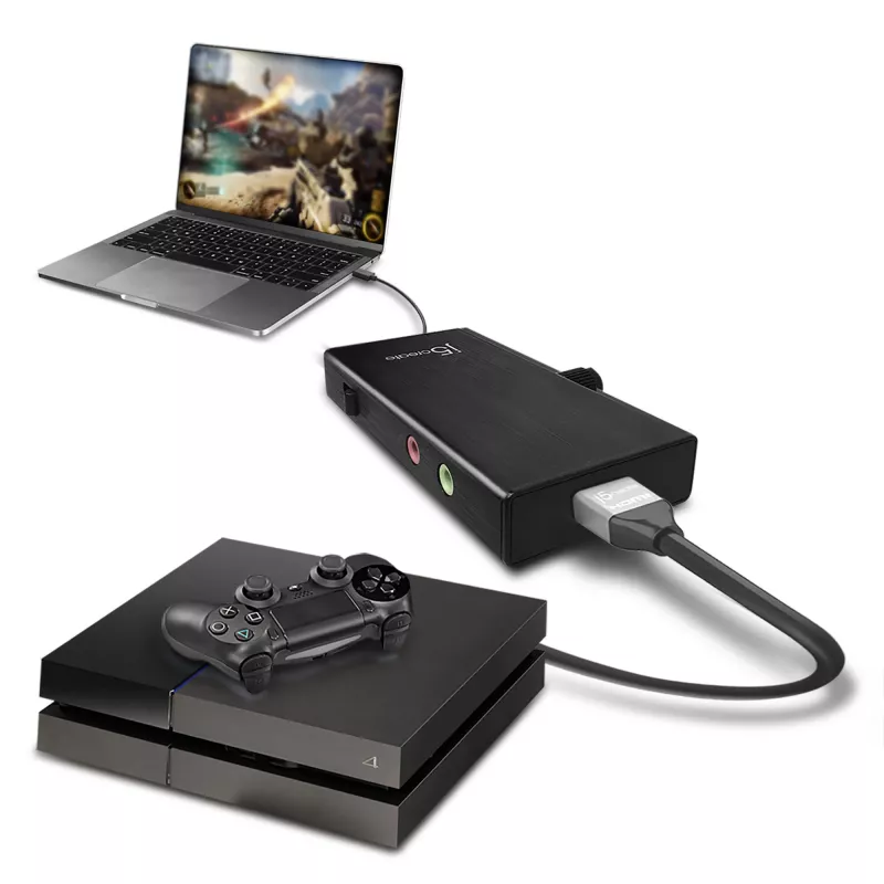 j5create JVA02 Adapter do przechwytywania na żywo HDMI™ na USB-C™ z Power Delivery, czarny