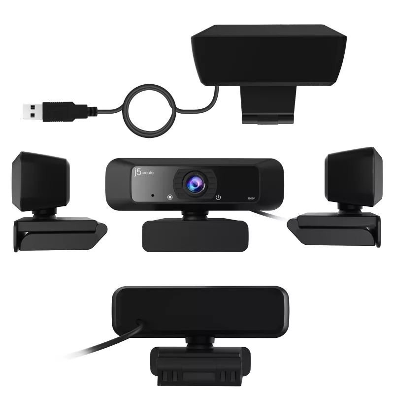 j5create JVCU100 Kamera internetowa USB™ HD z obrotem 360°, rozdzielczość przechwytywania wideo 1080p, czarna