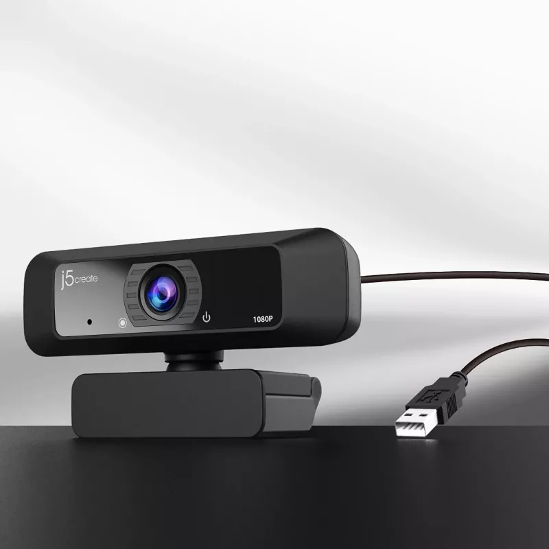 j5create JVCU100 Kamera internetowa USB™ HD z obrotem 360°, rozdzielczość przechwytywania wideo 1080p, czarna