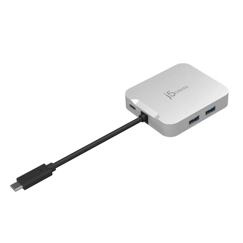 j5create JCD391 4K60 Elite USB-C® PD wieloportowy adapter, srebrny