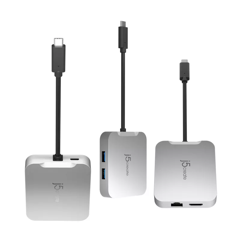 j5create JCD391 4K60 Elite USB-C® PD wieloportowy adapter, srebrny