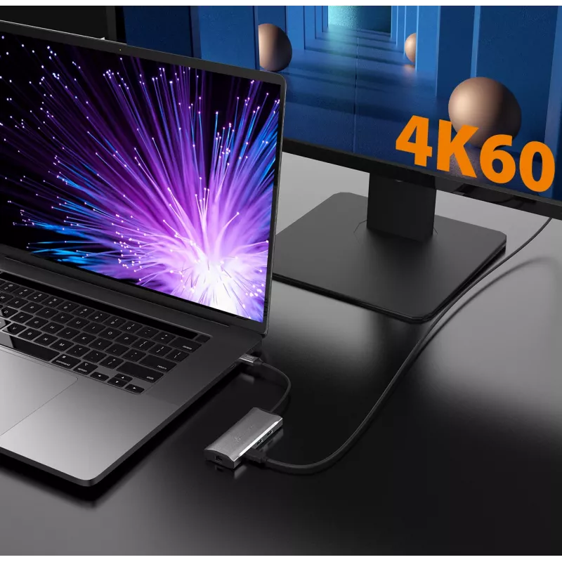 j5create JCD392 4K60 Elite USB-C® 10Gbps Travel Dock, Space szary