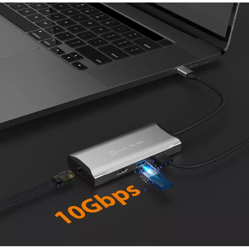 j5create JCD392 4K60 Elite USB-C® 10Gbps Travel Dock, Space szary