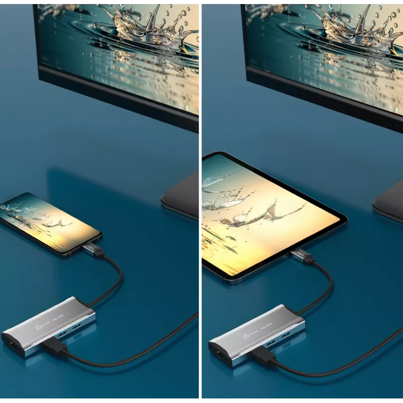 j5create JCD392 4K60 Elite USB-C® 10Gbps Travel Dock, Space szary