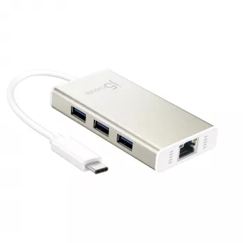 j5create JCH471 USB-C™ Gigabit Ethernet i Hub Multi Adapter, metaliczny szampański