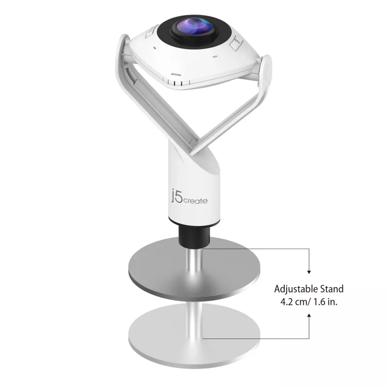 j5create JVCU360 360° All Around Webcam, 1080p Video Capture Resolution, biały and Czarny