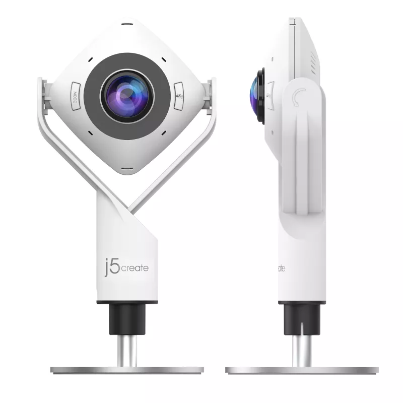 j5create JVCU360 360° All Around Webcam, 1080p Video Capture Resolution, biały and Czarny