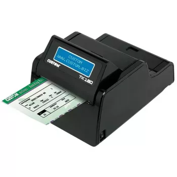 Drukarka etykiet CUSTOM TK180 — transfer termiczny, 300×300 DPI, 200 mm/s, maks. szerokość papieru 82,5 mm, przewodowy Ethernet, czarna