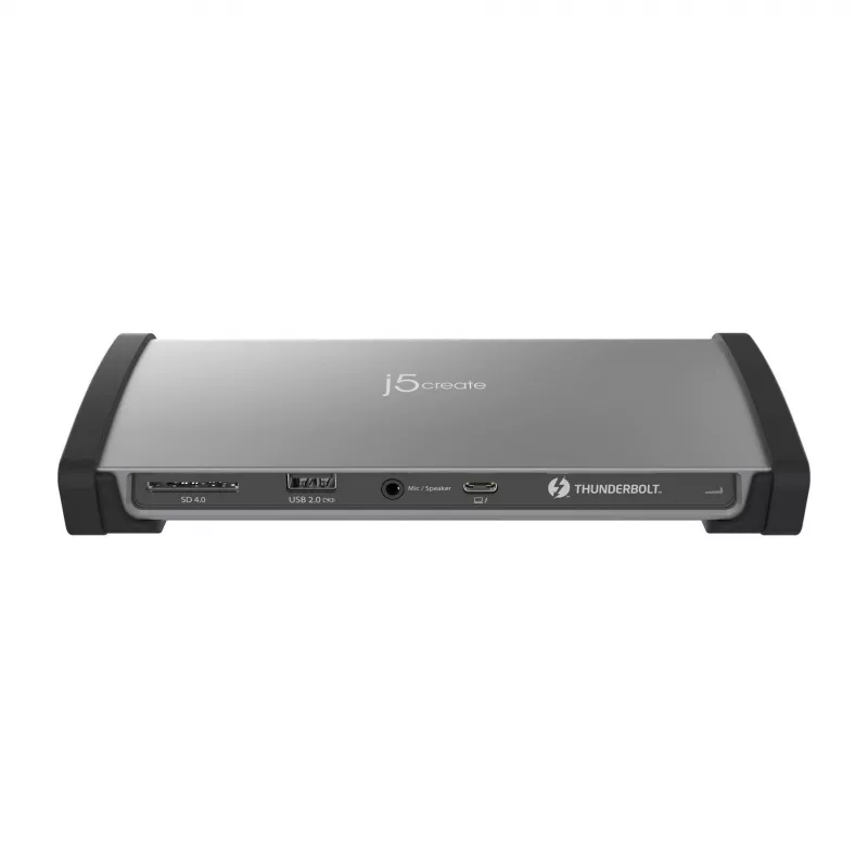 j5create JTD562 - 8K Thunderbolt™ 4 Docking Station - EU, Przewodowa, Thunderbolt 4, 96 W, 3,5 mm, 10,100,1000 Mbit/s, Szary