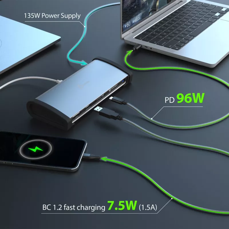 j5create JTD562 - 8K Thunderbolt™ 4 Docking Station - EU, Przewodowa, Thunderbolt 4, 96 W, 3,5 mm, 10,100,1000 Mbit/s, Szary
