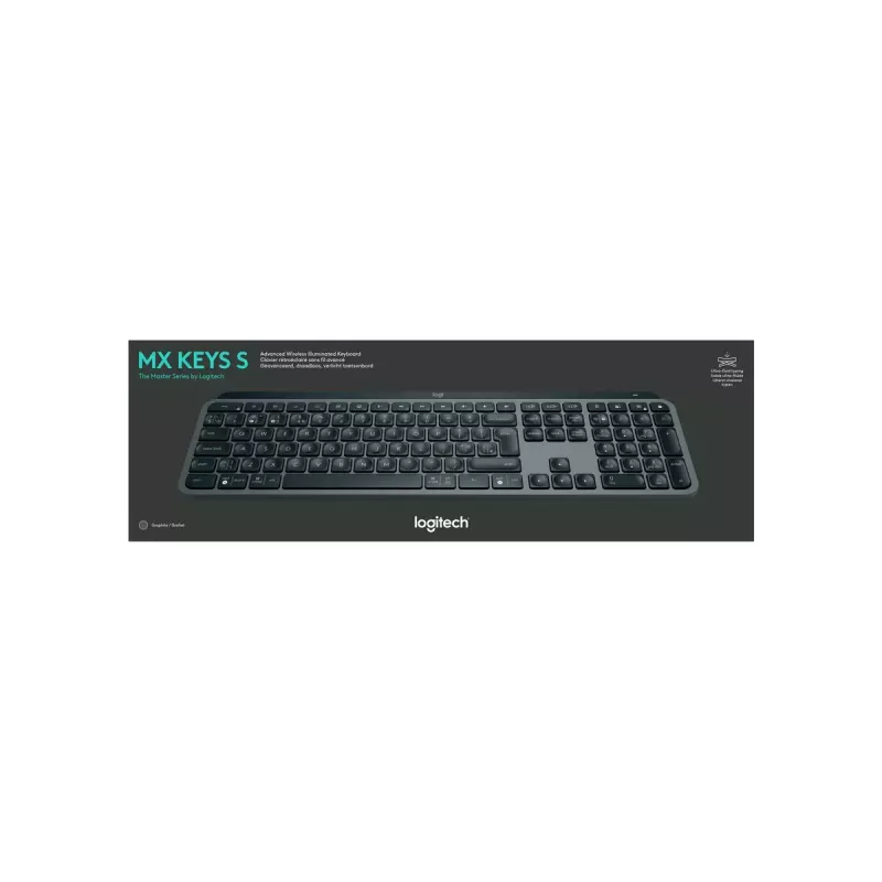 Klawiatura Logitech MX Keys S uniwersalna RF Wireless + Bluetooth AZERTY belgijska grafitowa