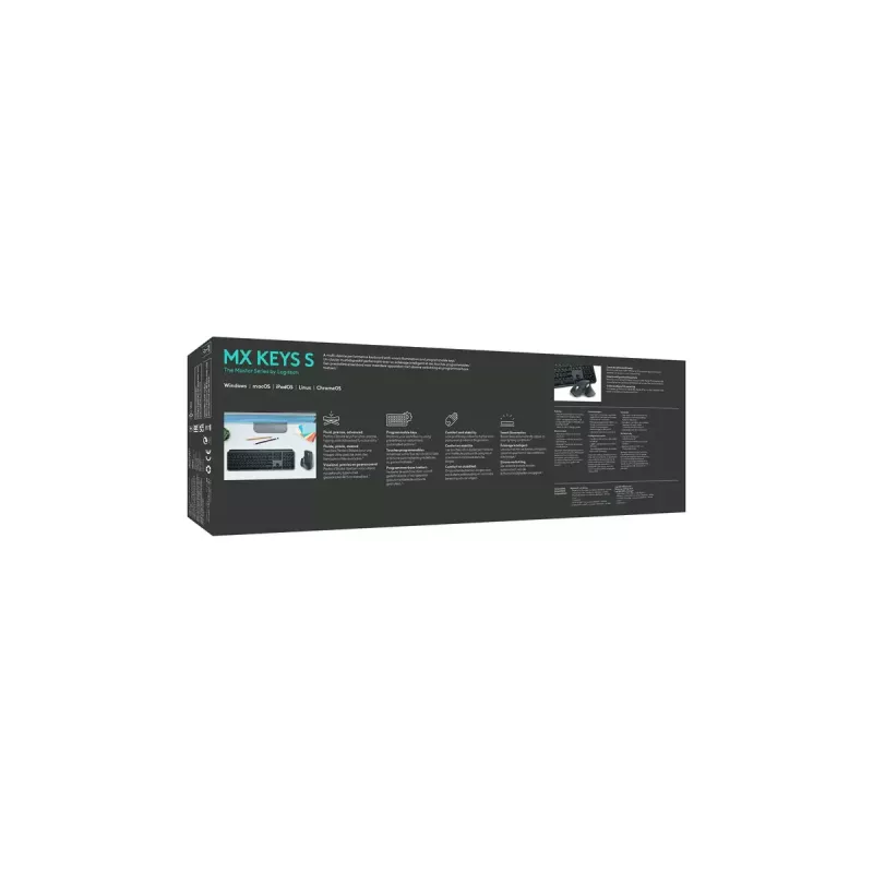 Klawiatura Logitech MX Keys S uniwersalna RF Wireless + Bluetooth AZERTY belgijska grafitowa