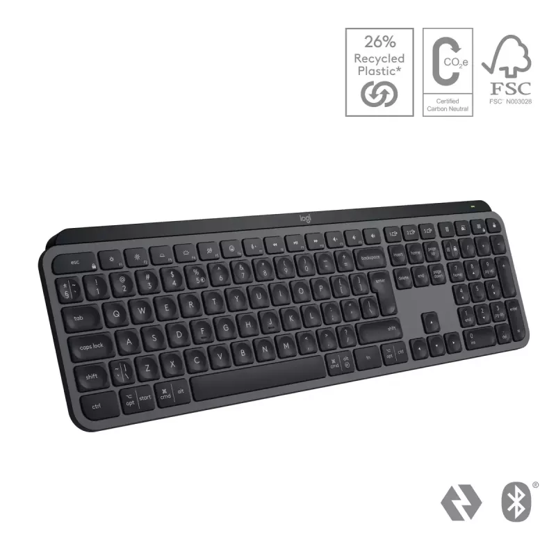Klawiatura Logitech MX Keys S uniwersalna RF Wireless + Bluetooth AZERTY belgijska grafitowa