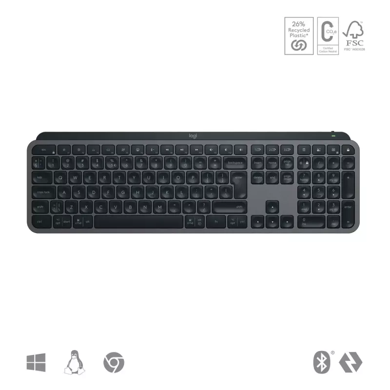 Klawiatura Logitech MX Keys S uniwersalna RF Wireless + Bluetooth AZERTY belgijska grafitowa
