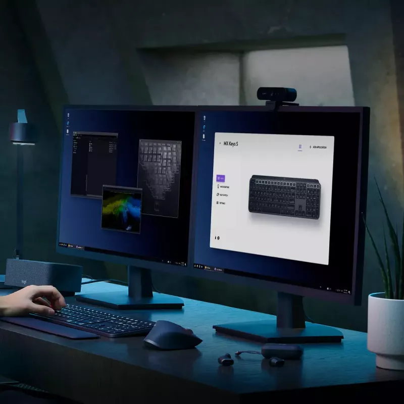 Klawiatura Logitech MX Keys S uniwersalna RF Wireless + Bluetooth AZERTY belgijska grafitowa