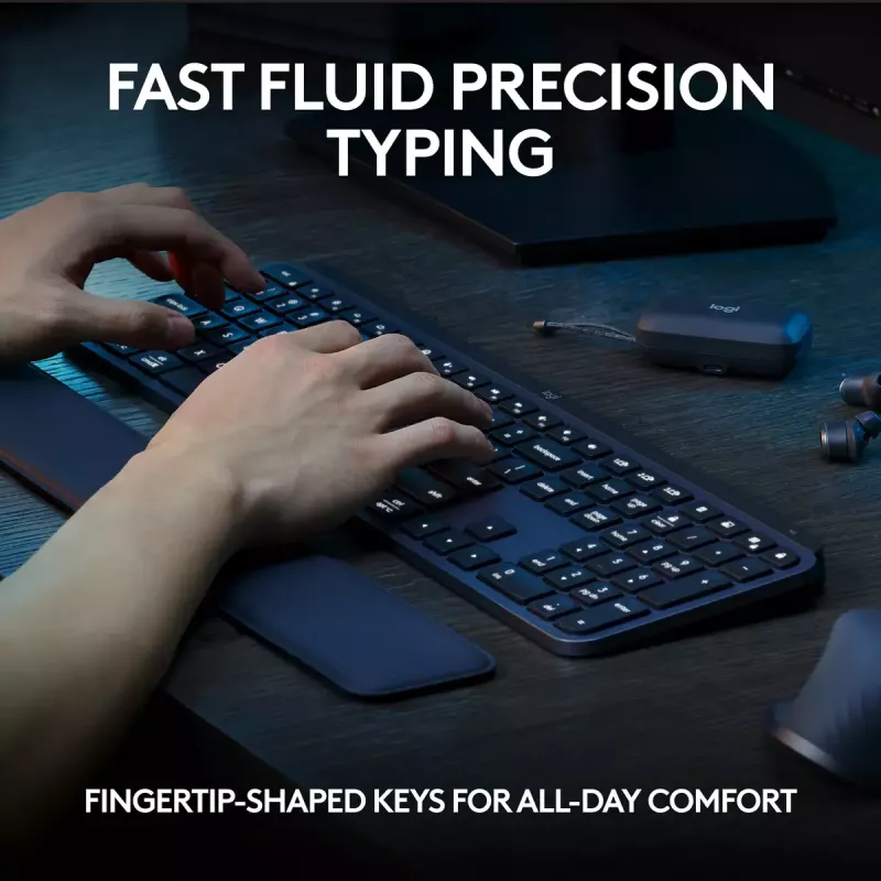 Klawiatura Logitech MX Keys S uniwersalna RF Wireless + Bluetooth AZERTY belgijska grafitowa