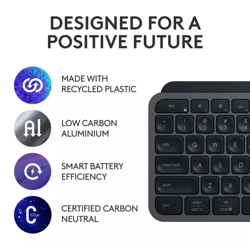 Klawiatura Logitech MX Keys S uniwersalna RF Wireless + Bluetooth AZERTY belgijska grafitowa