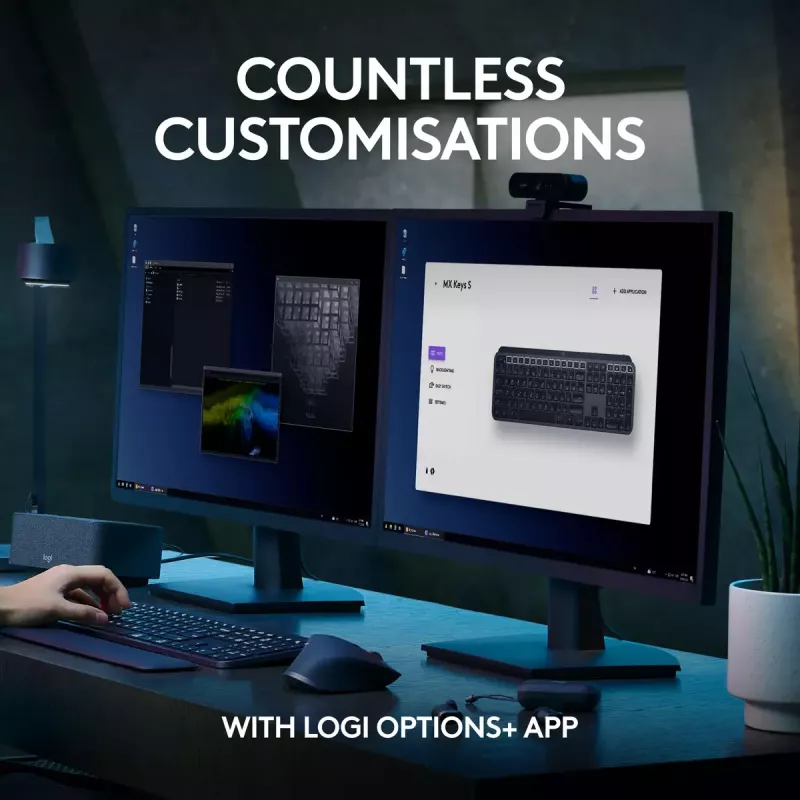 Klawiatura Logitech MX Keys S uniwersalna RF Wireless + Bluetooth AZERTY belgijska grafitowa