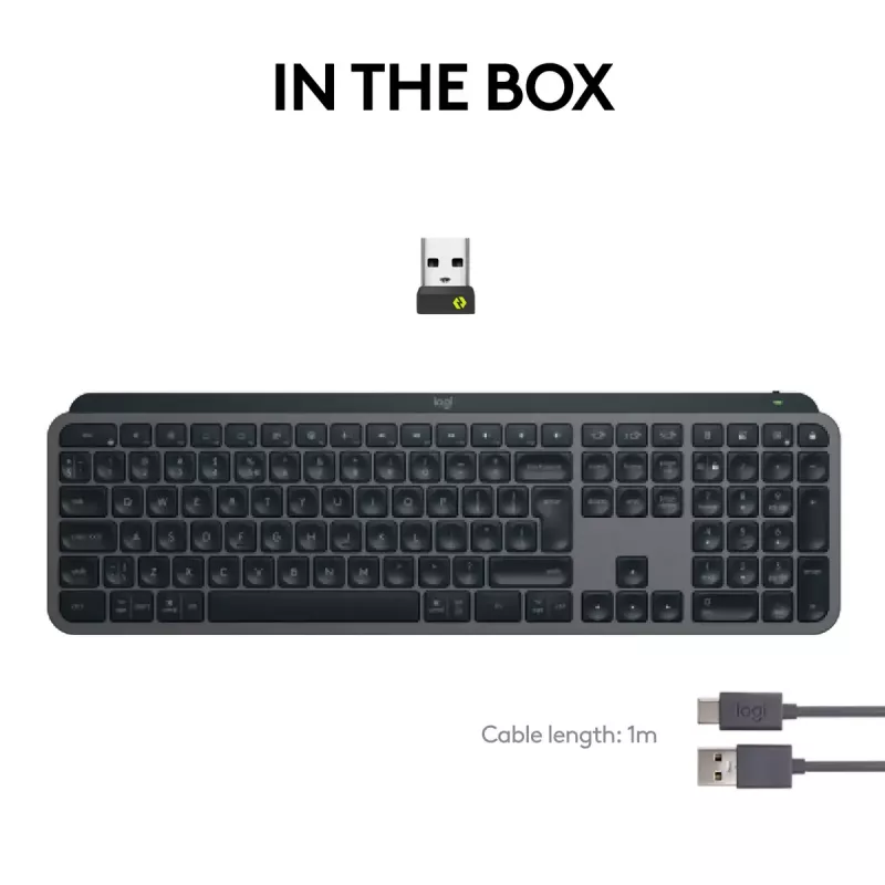 Klawiatura Logitech MX Keys S uniwersalna RF Wireless + Bluetooth AZERTY belgijska grafitowa