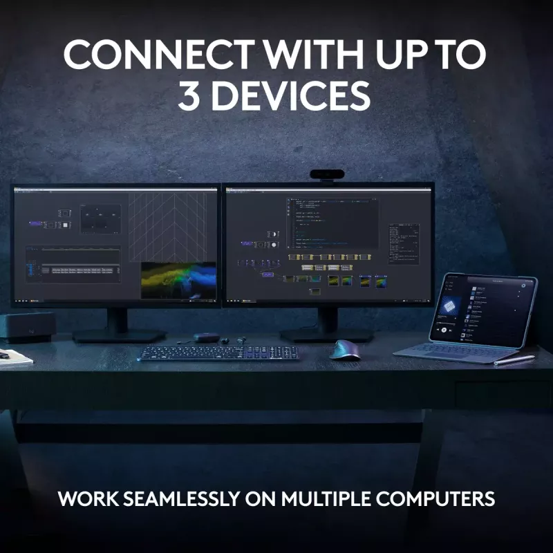 Klawiatura Logitech MX Keys S uniwersalna RF Wireless + Bluetooth AZERTY belgijska grafitowa