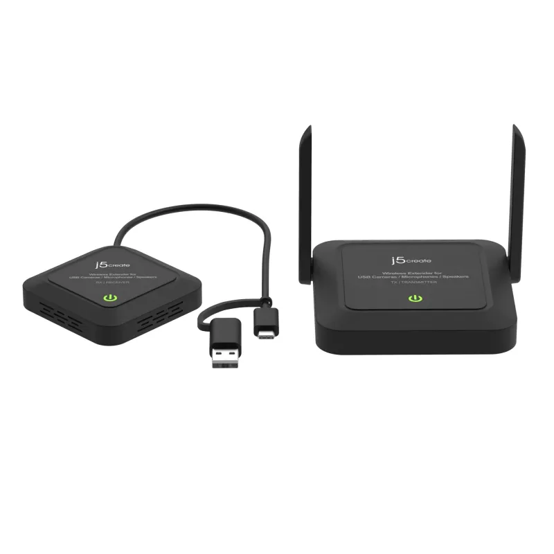 j5create JVW120 Bezprzewodowy przedłużacz do kamer USB™ / mikrofonów / głośników, czarny