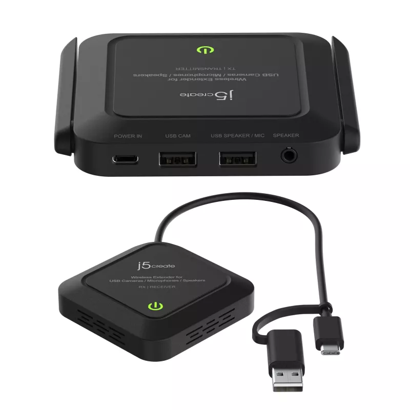 j5create JVW120 Bezprzewodowy przedłużacz do kamer USB™ / mikrofonów / głośników, czarny
