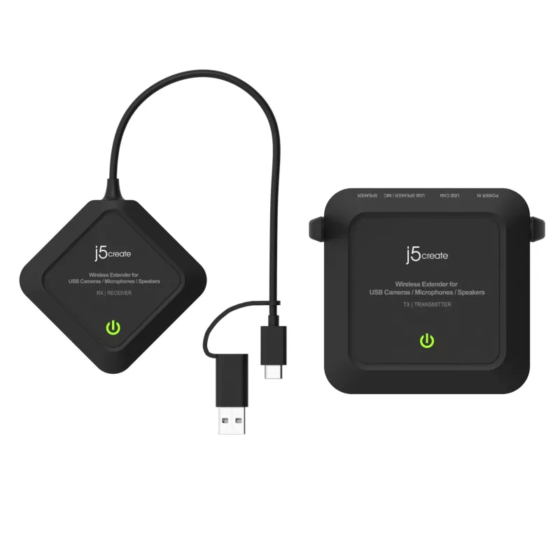 j5create JVW120 Bezprzewodowy przedłużacz do kamer USB™ / mikrofonów / głośników, czarny