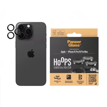 PanzerGlass ® Hoops® Metalowa osłona obiektywu aparatu Czarna iPhone 15 Pro | 15 Pro Max
