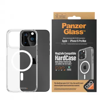 PanzerGlass ® HardCase Transparent z białym MagSafe i D3O® do iPhone 15 Pro Max
