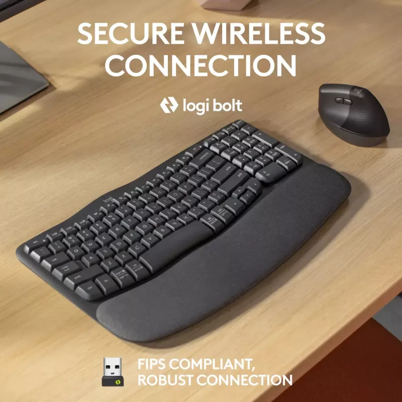 Logitech Wave Keys for Business Ergonomic klawiatura Full-size Wireless