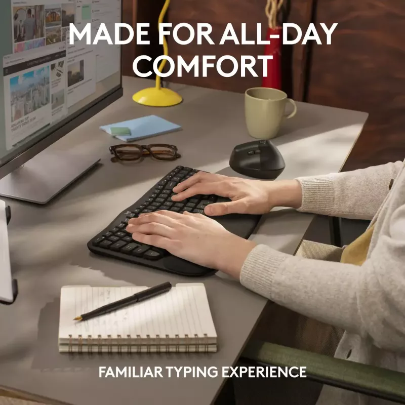 Logitech Wave Keys for Business Ergonomic klawiatura Full-size Wireless