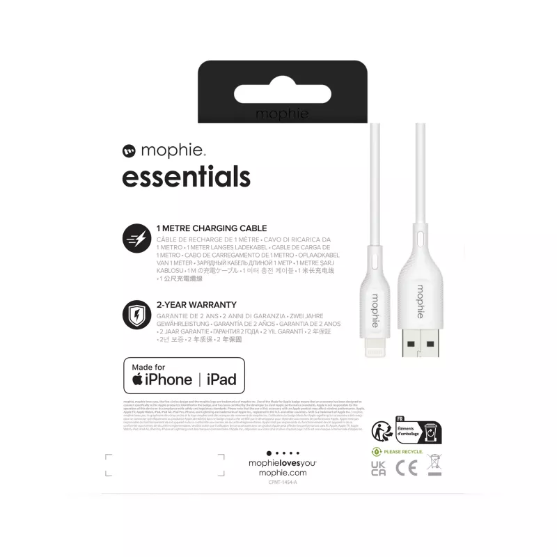 Kabel ładujący mophie essentials 1M Lightning do USB-A 12W