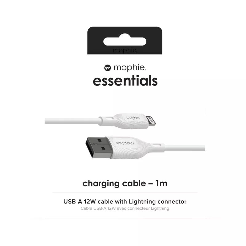 Kabel ładujący mophie essentials 1M Lightning do USB-A 12W