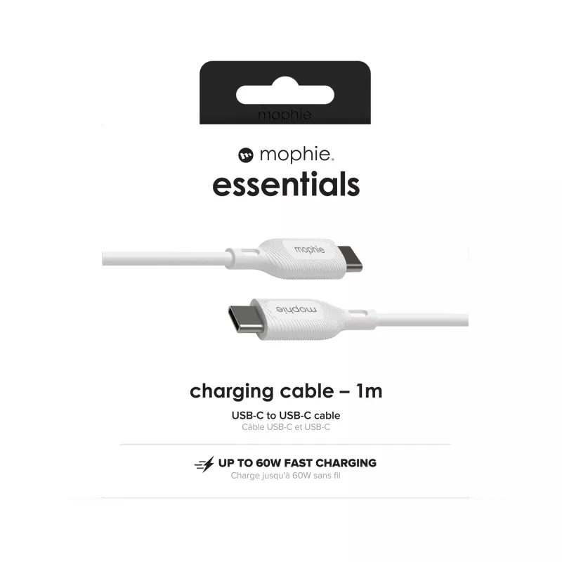 kable ładujące mophie essentials | Kabel USB 1M USB 2.0 USB C Biały